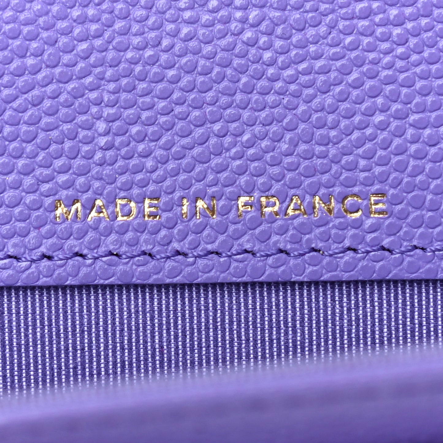 Caviar Quilted Flap Card Holder Wallet Purple