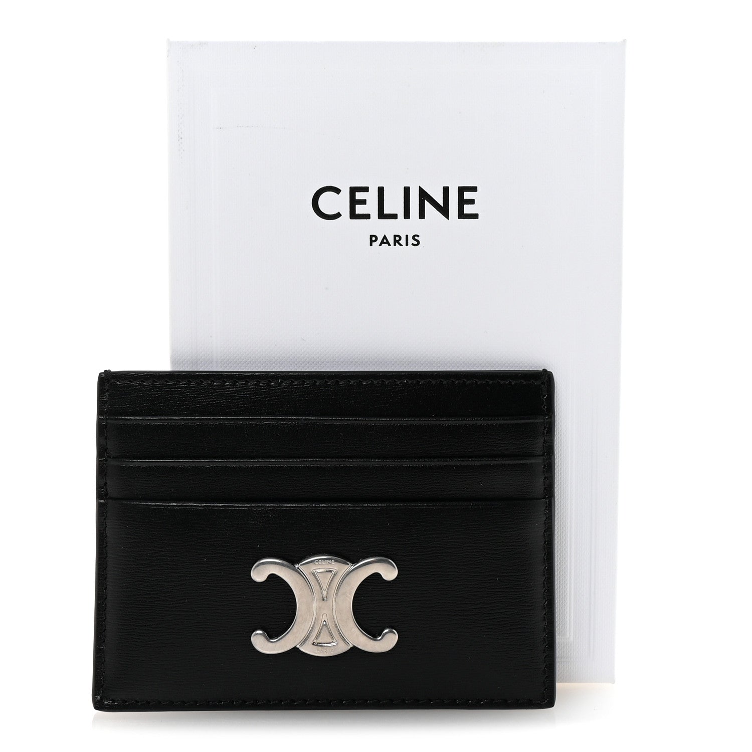 Celine Shiny Calfskin Triomphe Card Holder Black Black 7 of 7