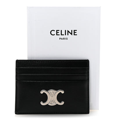 Celine Shiny Calfskin Triomphe Card Holder Black Black 7 of 7
