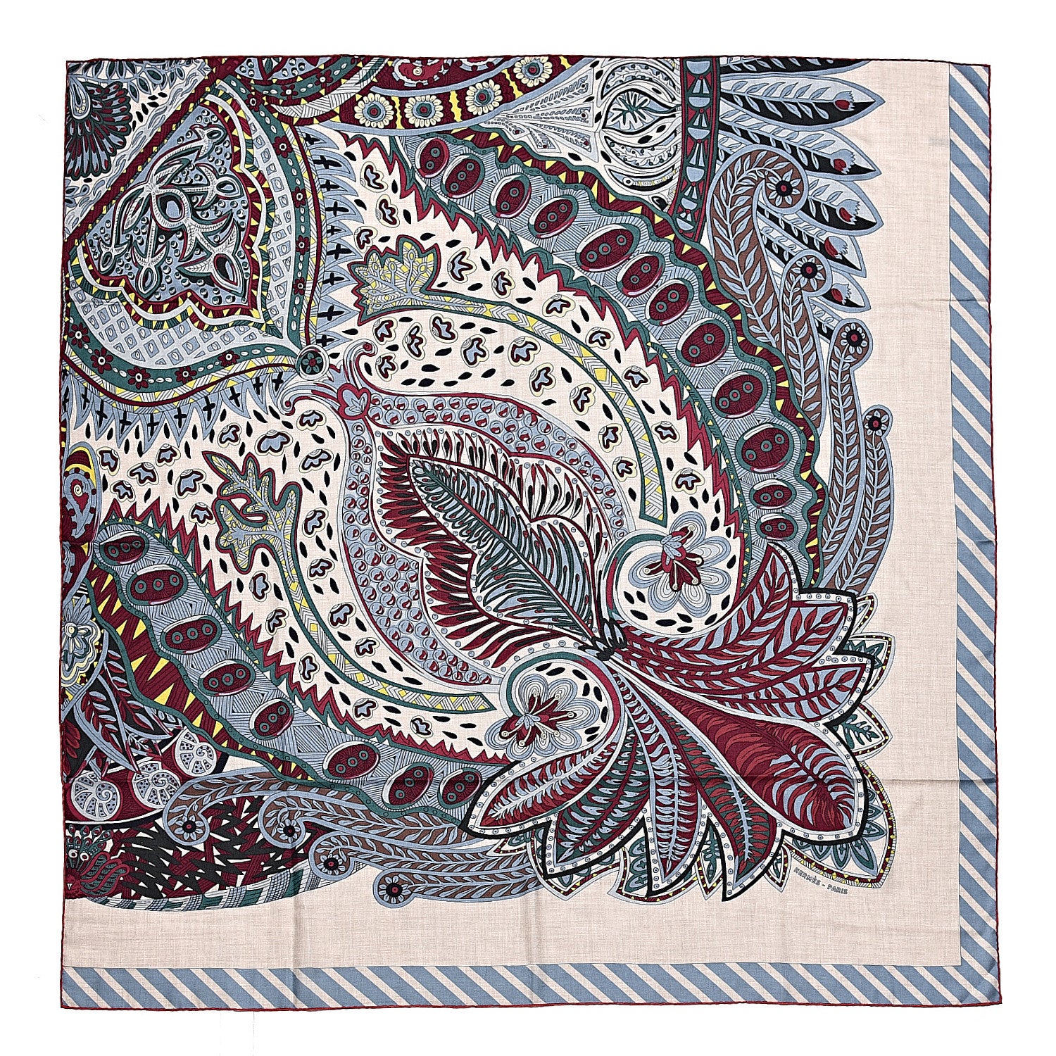 Hermes Cashmere Silk Le Jardin De La Maharani Shawl 140 1 of 4