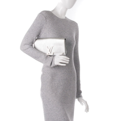 Louis Vuitton Metallic Calfskin Louise EW Lock Clutch Silver 2 of 7