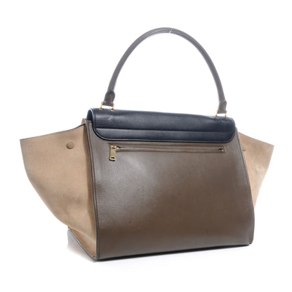 Celine Calfskin and Suede Large Tri-Color Trapeze Black Brown Beige 3 of 9