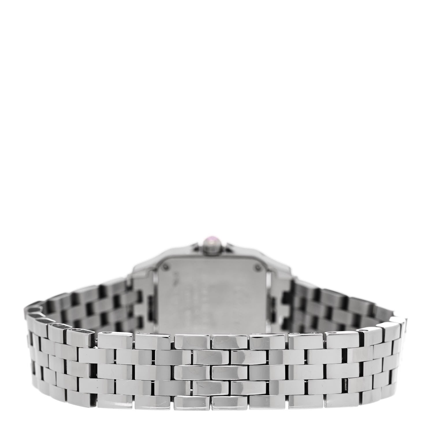 Cartier Stainless Steel Pink Mother of Pearl 20mm Santos Demoiselle Quartz Watch 3 of 5