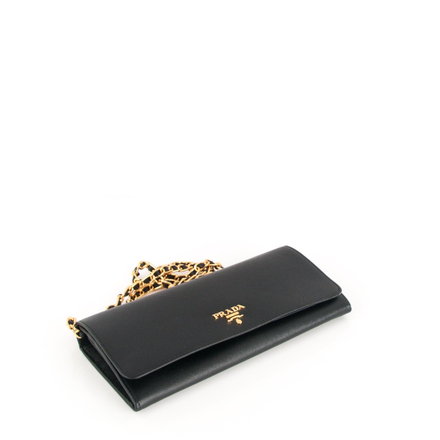 Saffiano Metal Oro Chain Wallet Nero Black