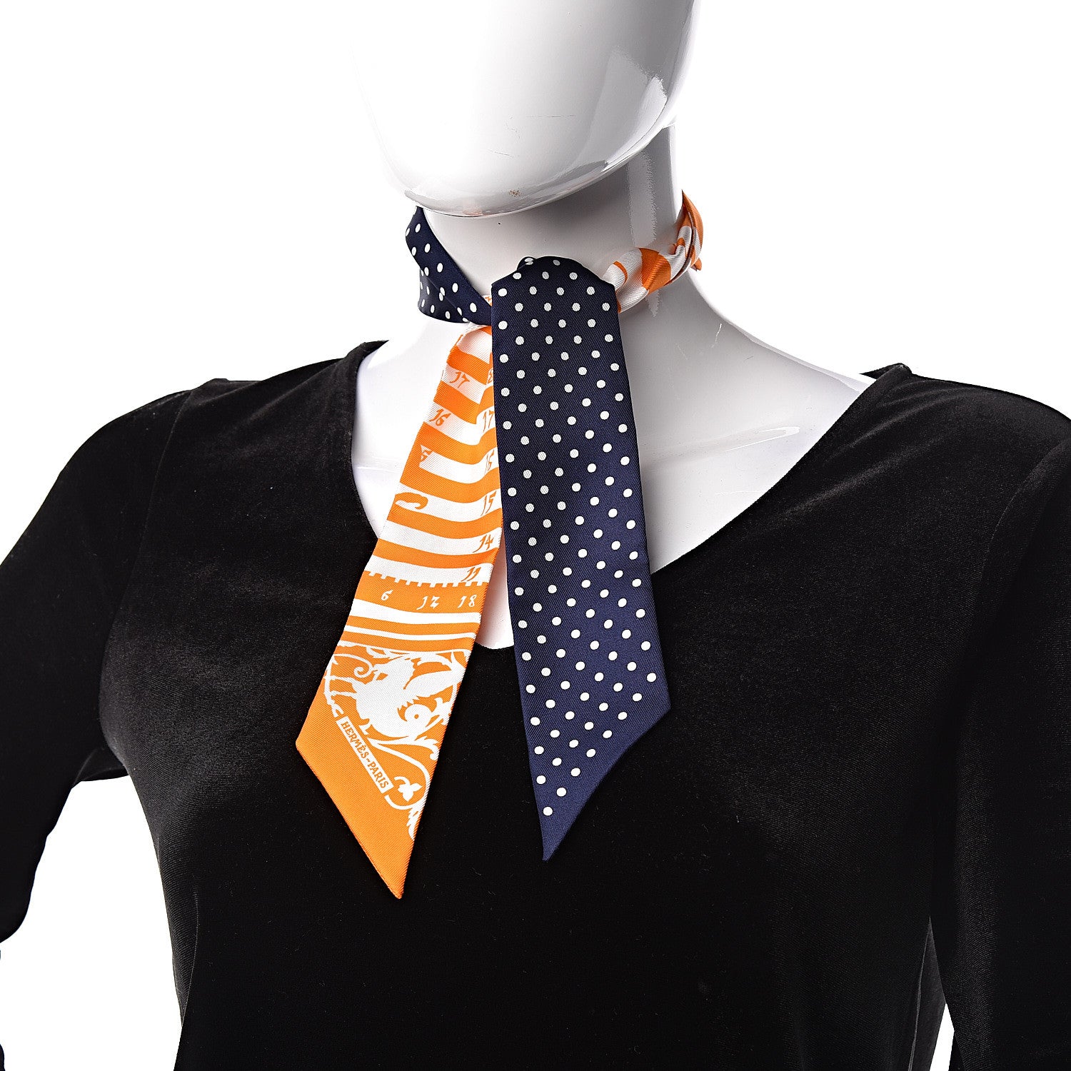 Hermes Silk Astrologie a Pois Twilly Orange Marine White 2 of 4