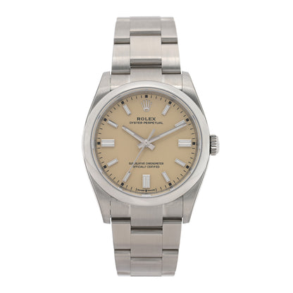 Rolex Stainless Steel 36mm Oyster Perpetual Watch Beige 126000 1 of 5