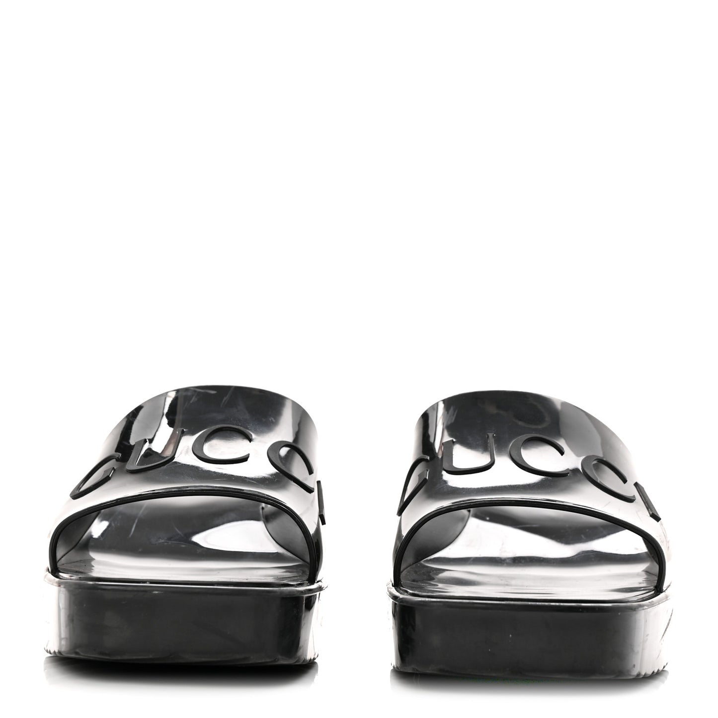 Rubber Gucci Logo Womens Platform 20/60mm Slide Sandals 40 Black
