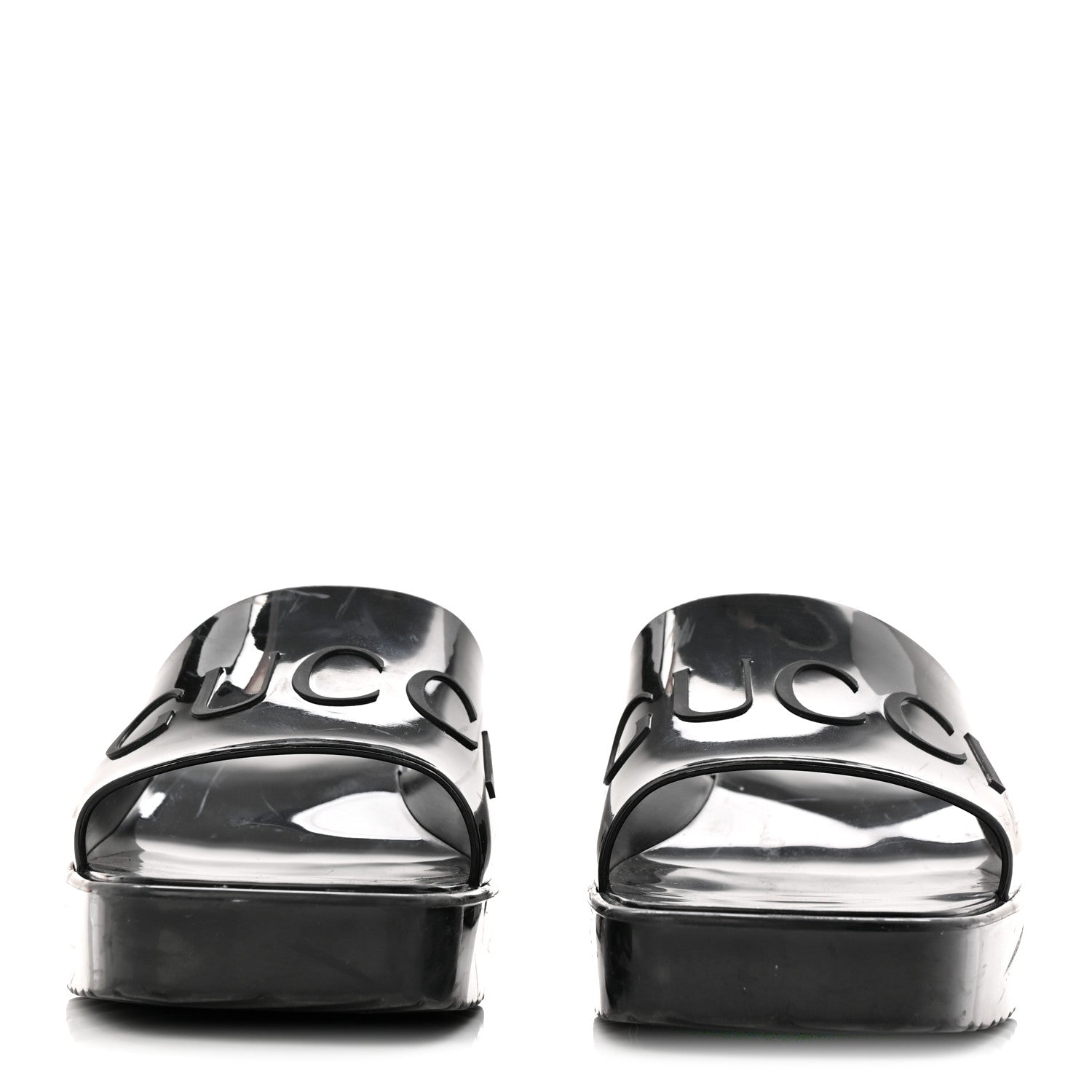 Gucci Rubber Gucci Logo Womens Platform 20/60mm Slide Sandals 40 Black 3 of 9