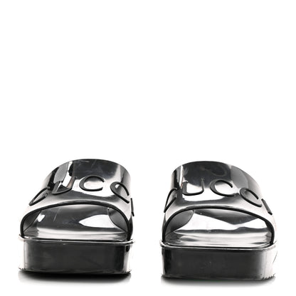 Gucci Rubber Gucci Logo Womens Platform 20/60mm Slide Sandals 40 Black 3 of 9
