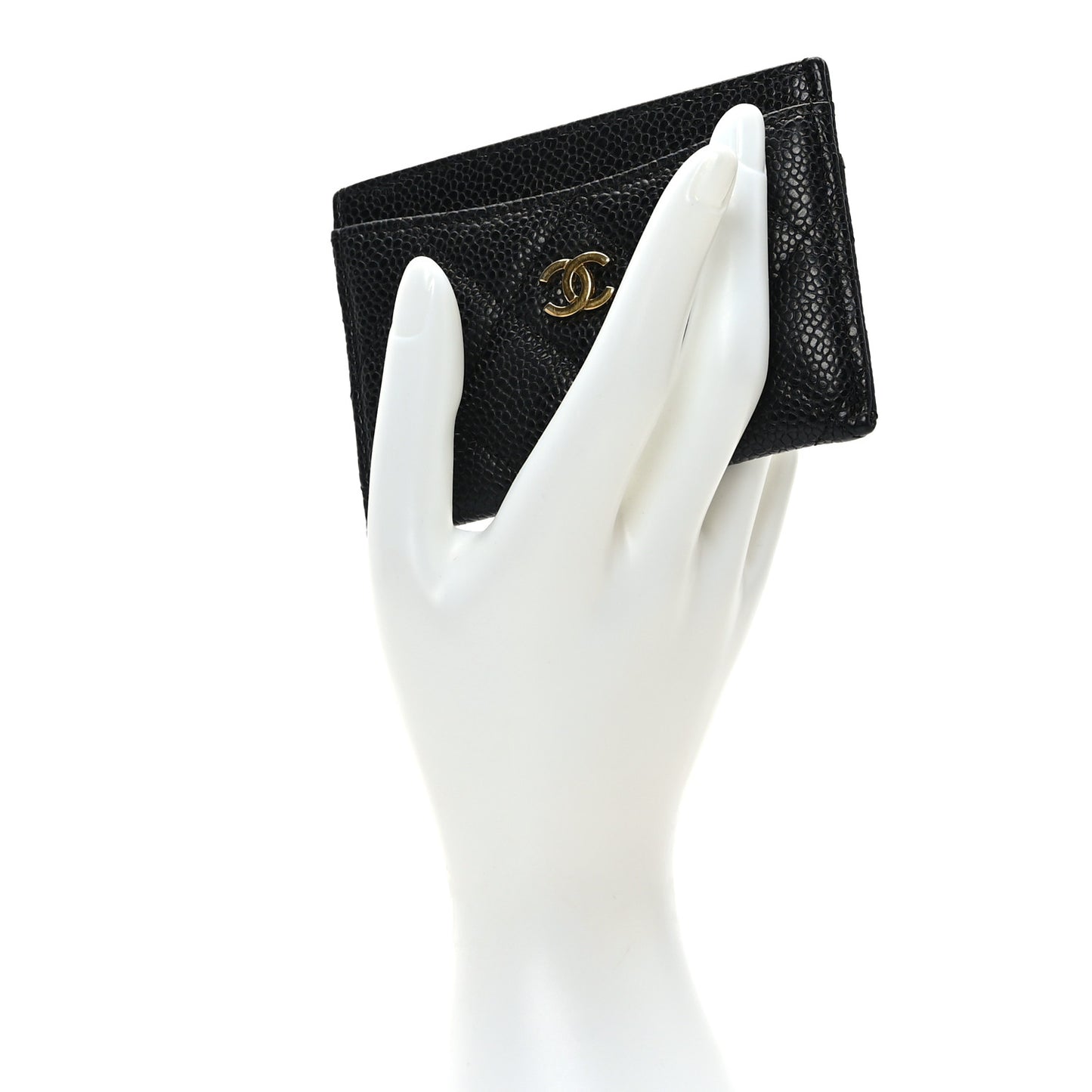 Caviar Quilted Card Holder Black