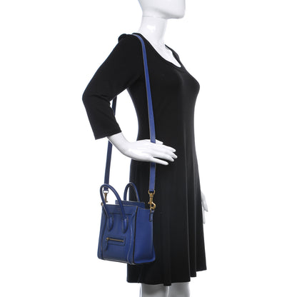 Celine Drummed Calfskin Nano Luggage Indigo 2 of 26