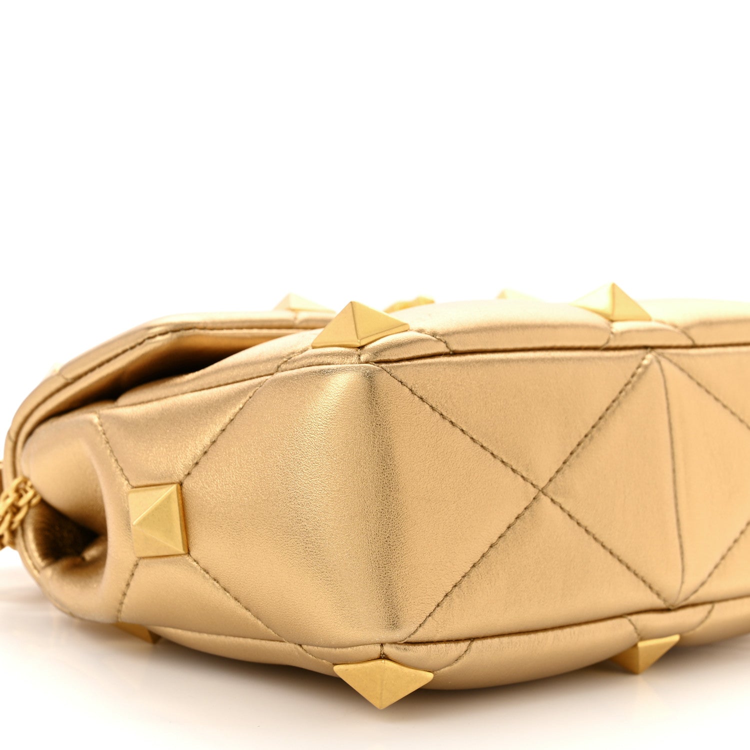 Valentino Garavani Nappa Medium Roman Stud Shoulder Bag Antique Brass 8 of 10