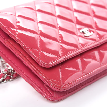 Chanel Patent Quilted Wallet On Chain WOC Fuchsia 9 of 16