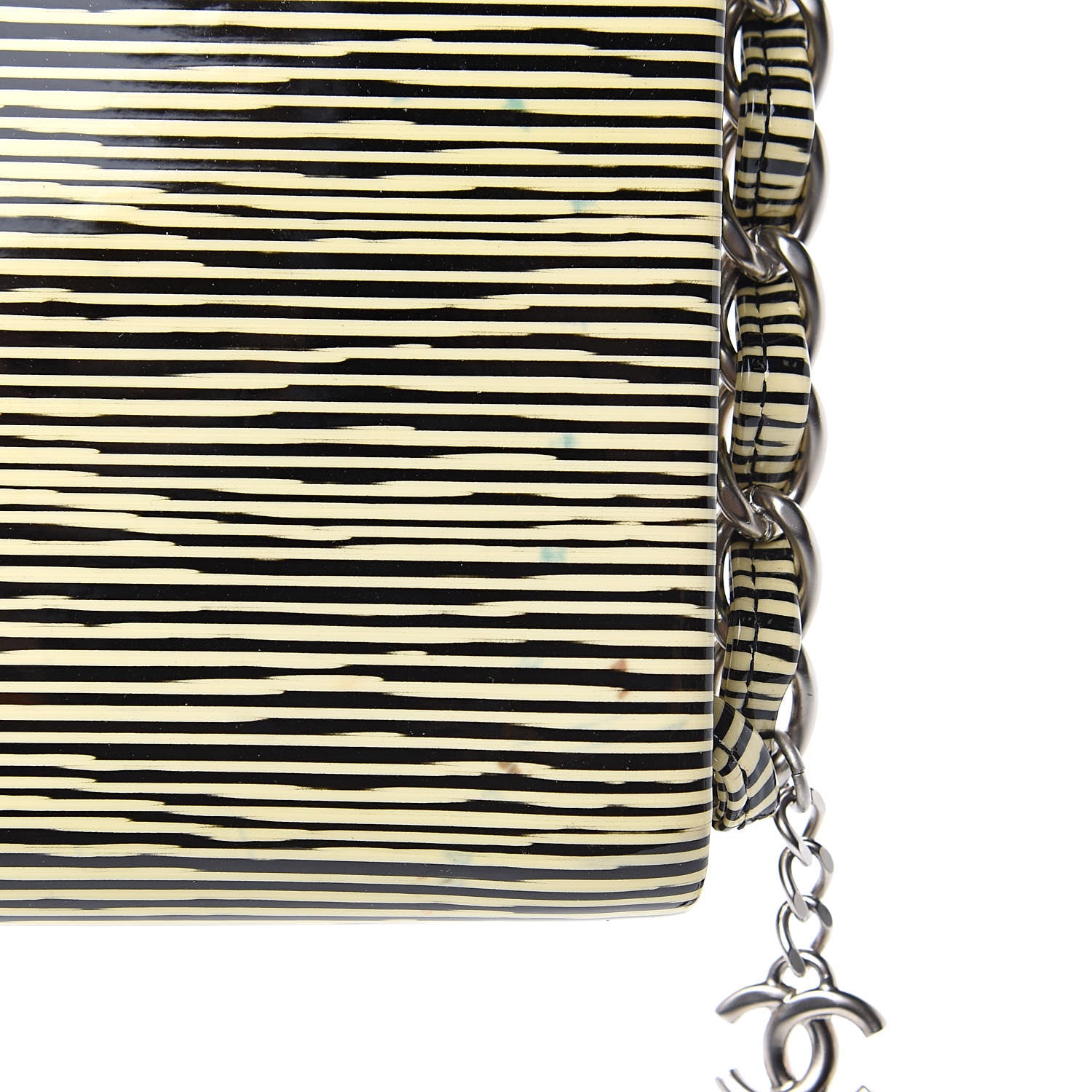 Chanel Patent Calfskin Striped Clutch Black 8 of 9