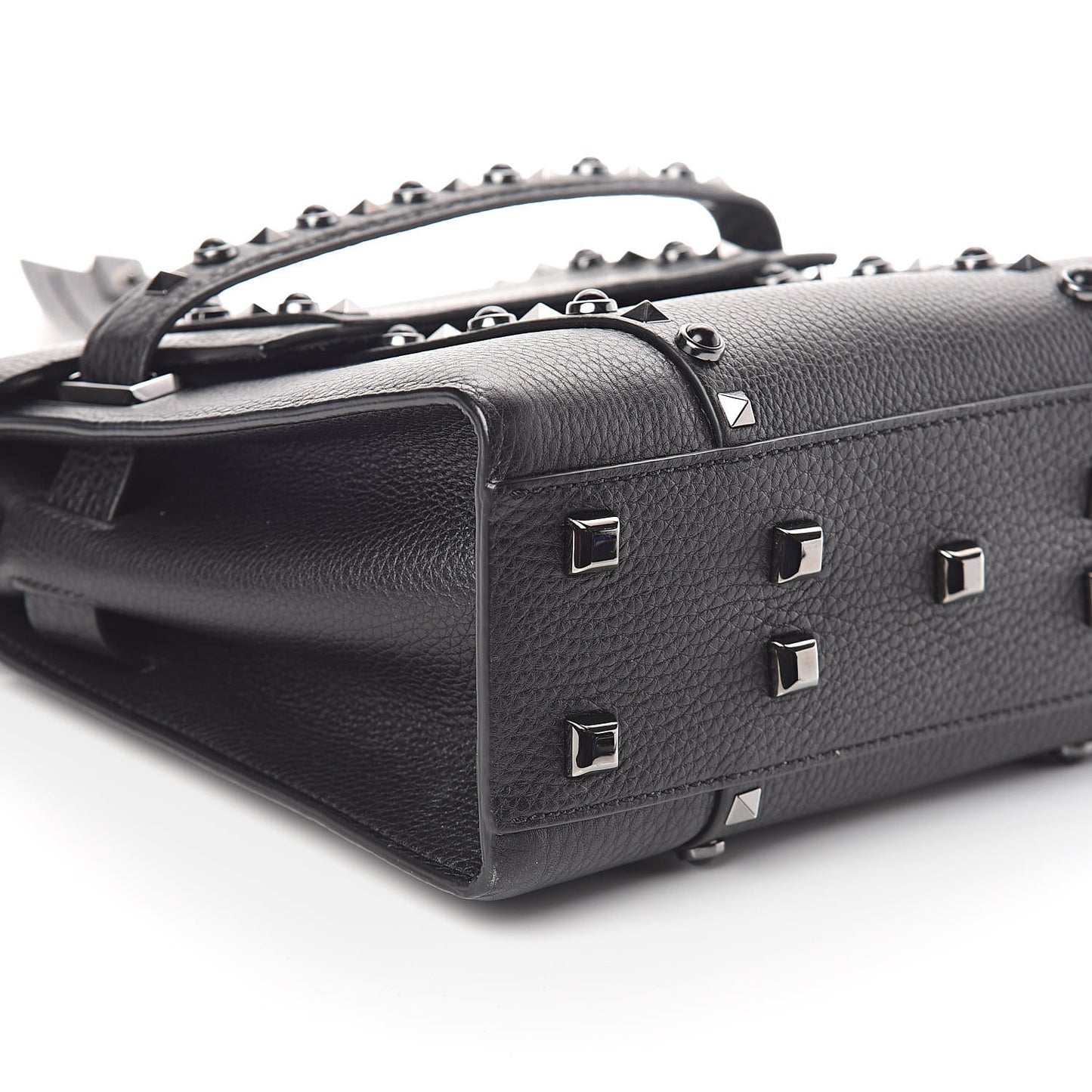 Grainy Calfskin Onyx Small My Rockstud Rolling Frame Bag Black