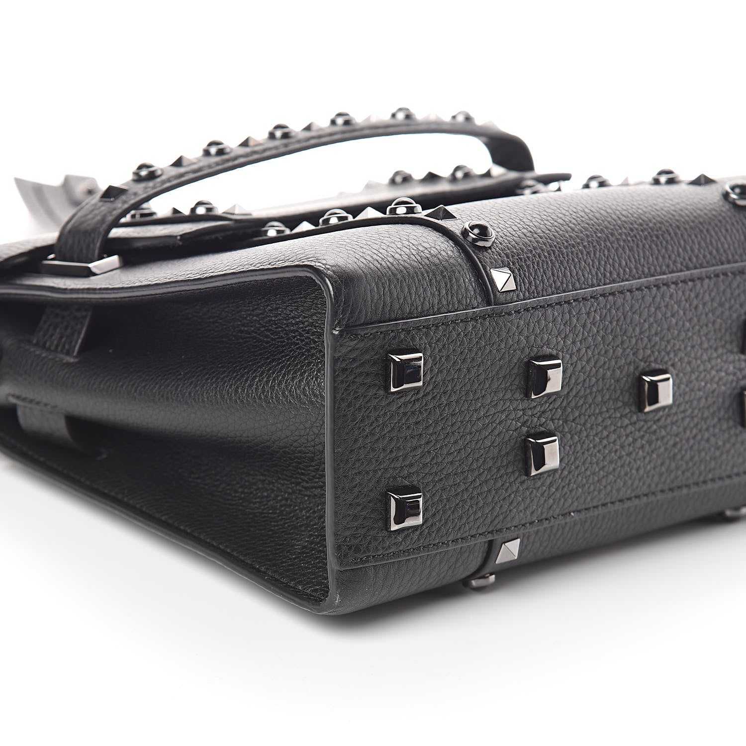 Valentino Garavani Grainy Calfskin Onyx Small My Rockstud Rolling Frame Bag Black 8 of 9