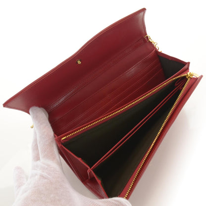 Christian Dior Lambskin Cannage Rendezvous Chain Wallet Red 7 of 7