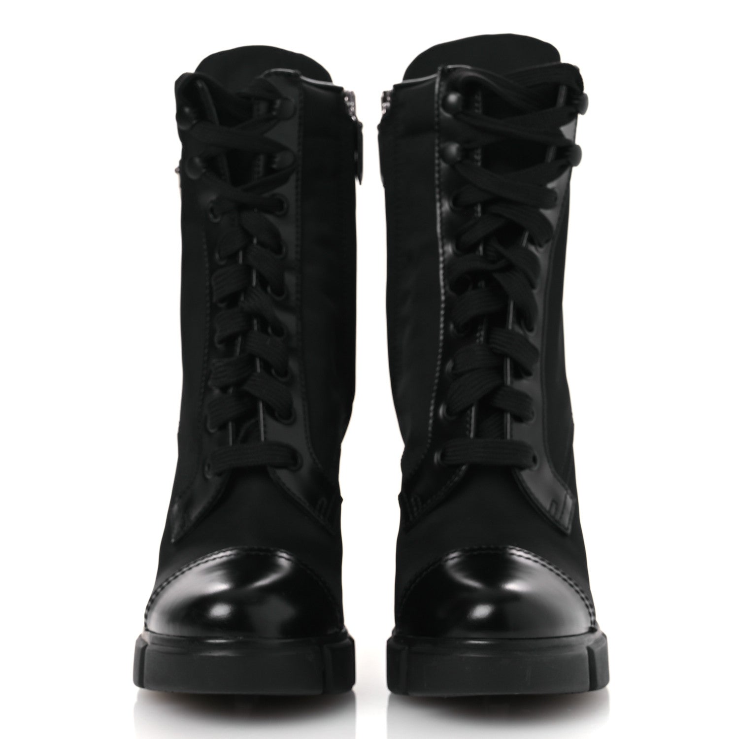 Prada Spazzolato Re-Nylon Metal Triangle Logo 110mm Ankle Boots 36.5 Black 6 of 12