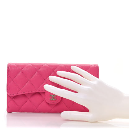 Chanel Caviar Quilted Large Gusset Flap Wallet Pink 2 of 7