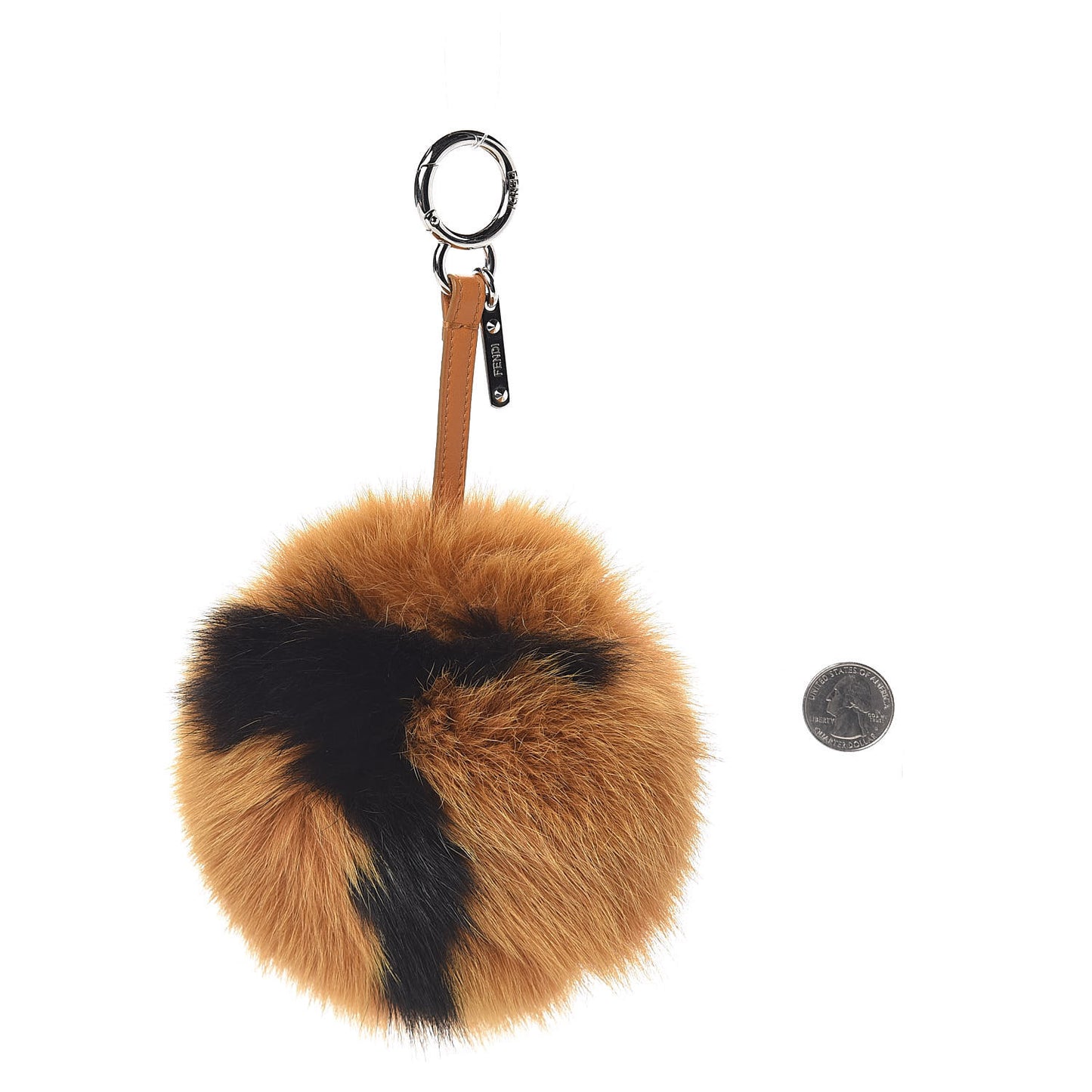 Fox Fur Shiny Nappa Bi-Color T ABCharm Bag Charm Curry Black Syrup
