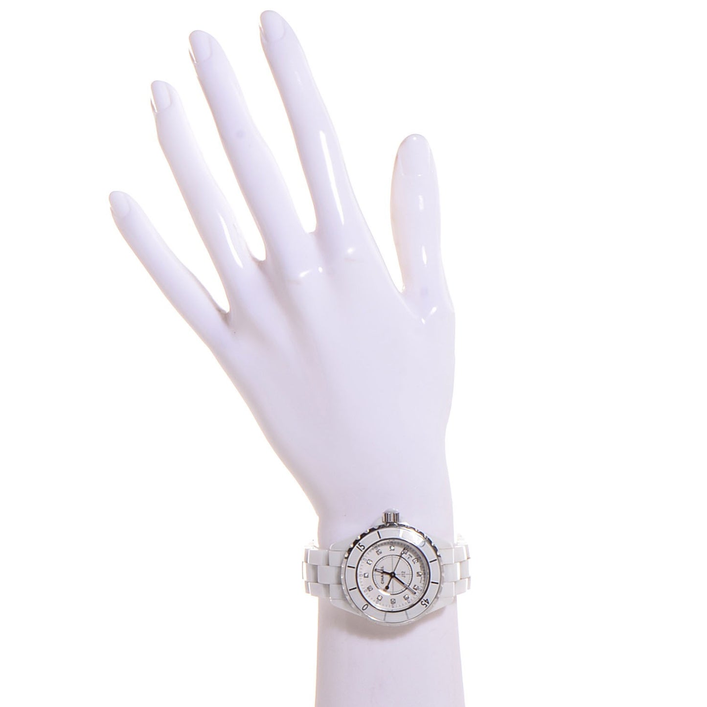 Stainless Steel Ceramic Diamond 33mm J12 Quartz Watch White
