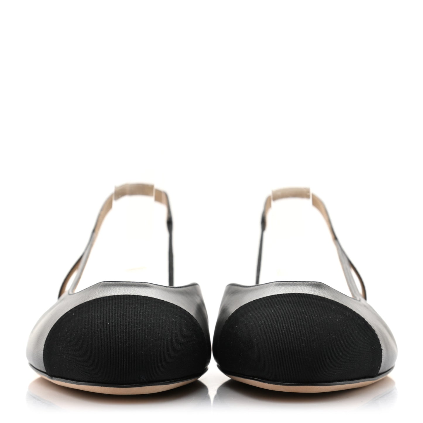 Goatskin Grosgrain Cap Toe CC Slingback Sandals 39.5 Black