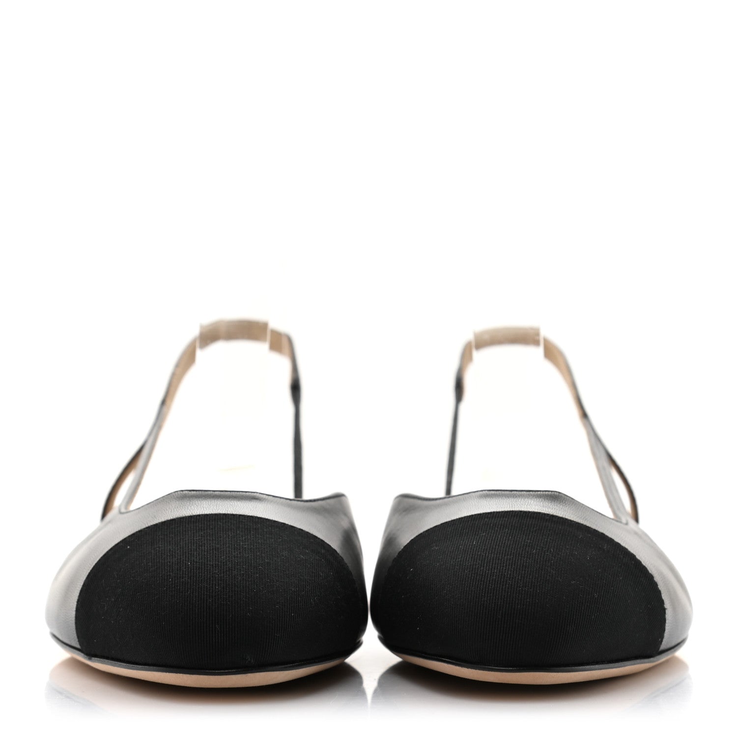 Chanel Goatskin Grosgrain Cap Toe CC Slingback Sandals 39.5 Black 2 of 8
