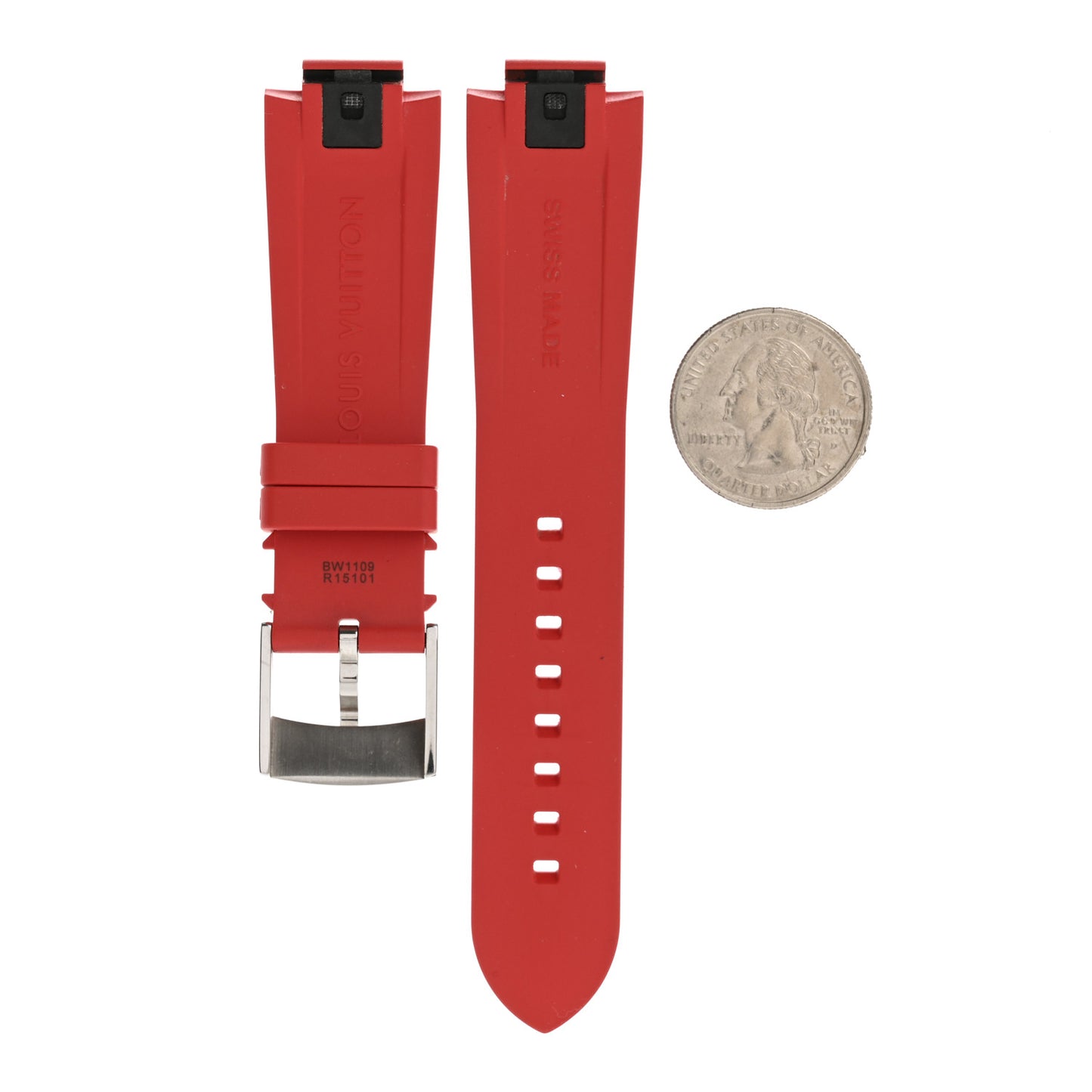 Rubber Monogram Tambour 10mm Watch Strap Red