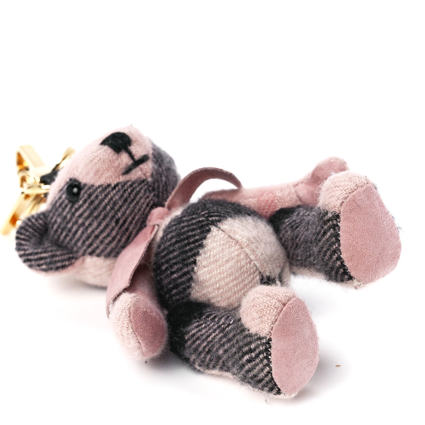 Cashmere Check Thomas Bear Keychain Charm Ash Rose
