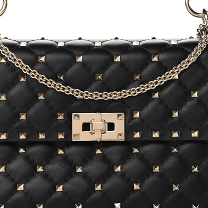 Valentino Garavani Lambskin Medium Rockstud Spike Shoulder Bag Black 7 of 9