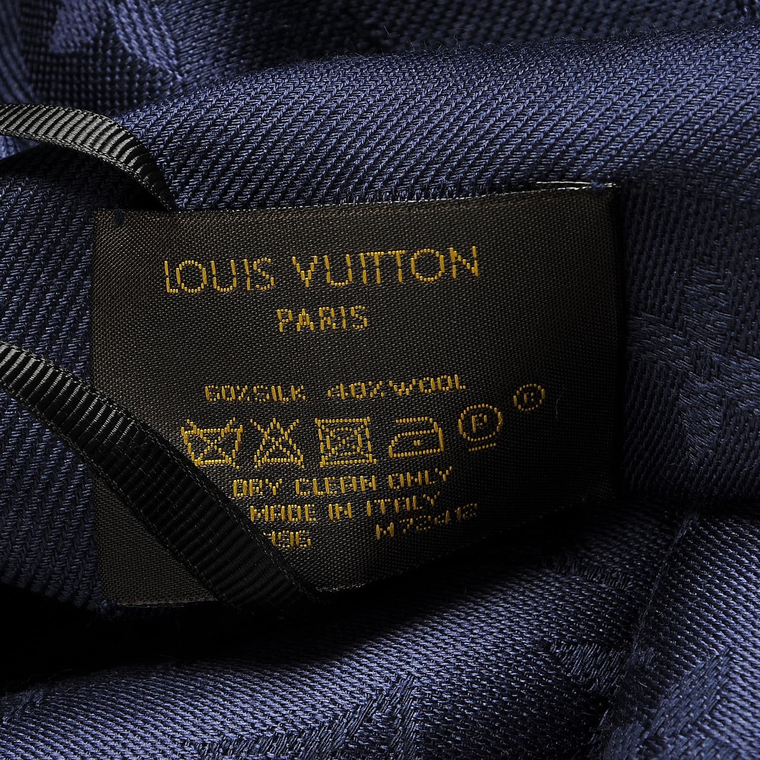 Louis Vuitton Wool Silk Monogram Shawl Blue Nuit 4 of 4