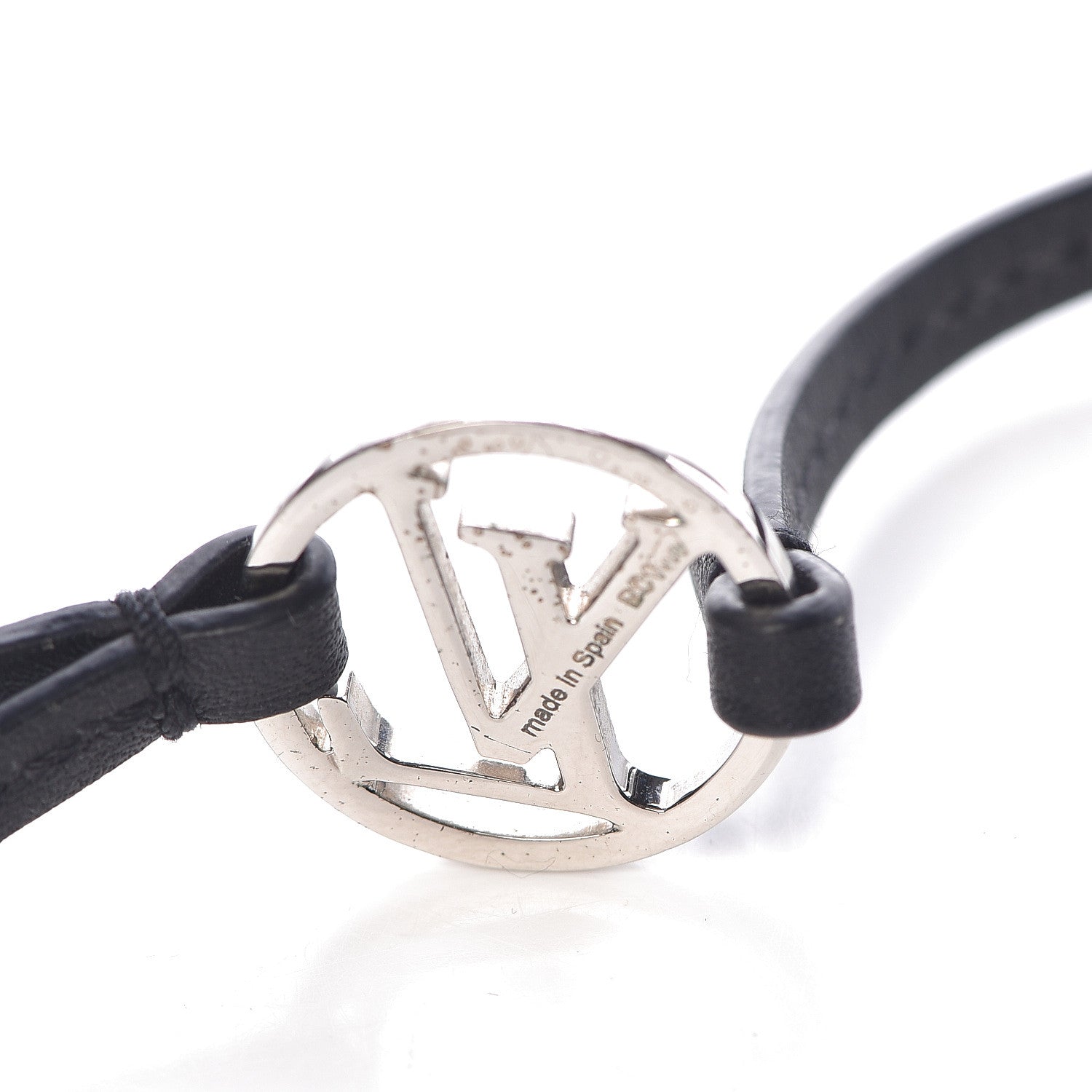 Louis Vuitton Calfskin LV Circle Double Wrap Bracelet Black 4 of 6