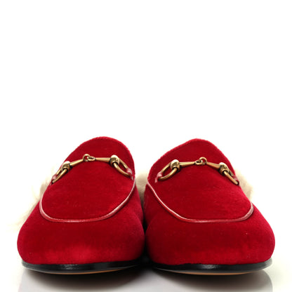 Gucci Velvet Fur Womens Princetown Slippers 35 Hibiscus Red 2 of 4