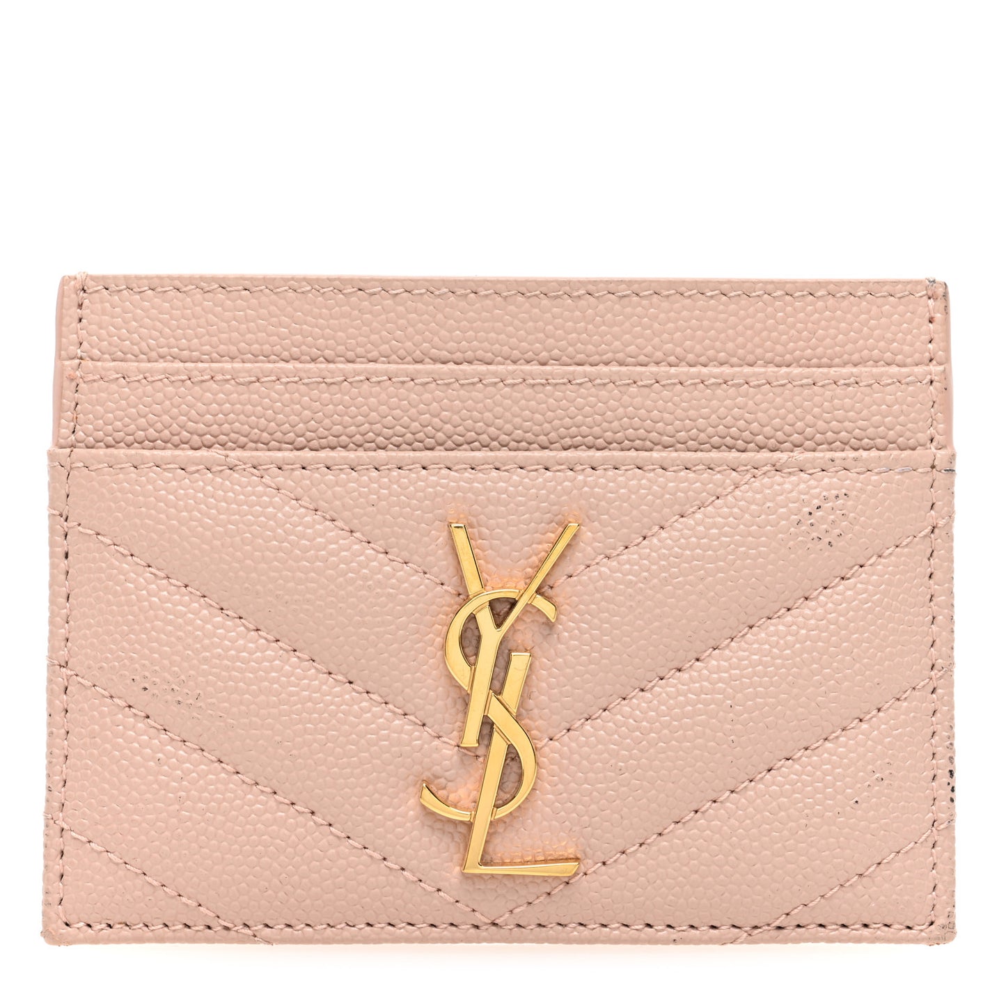 Grain De Poudre Matelasse Chevron Monogram Credit Card Case Pale Pink