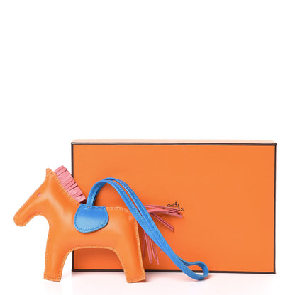 Hermes Milo Lambskin Grigri Rodeo Horse Bag Charm MM Orange Bleu Zanzibar Rose Azalee 5 of 5