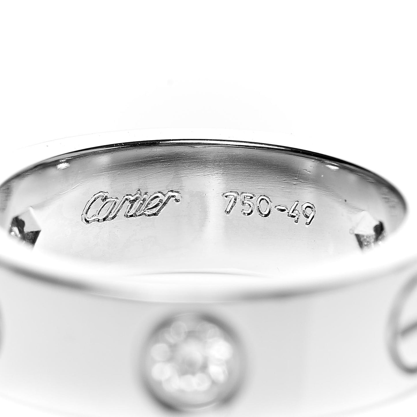 18K White Gold 3 Diamond 5.5mm LOVE Ring 49 4.75
