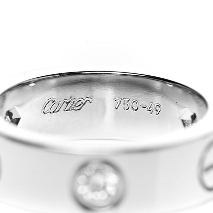 Cartier 18K White Gold 3 Diamond 5.5mm LOVE Ring 49 4.75 5 of 6