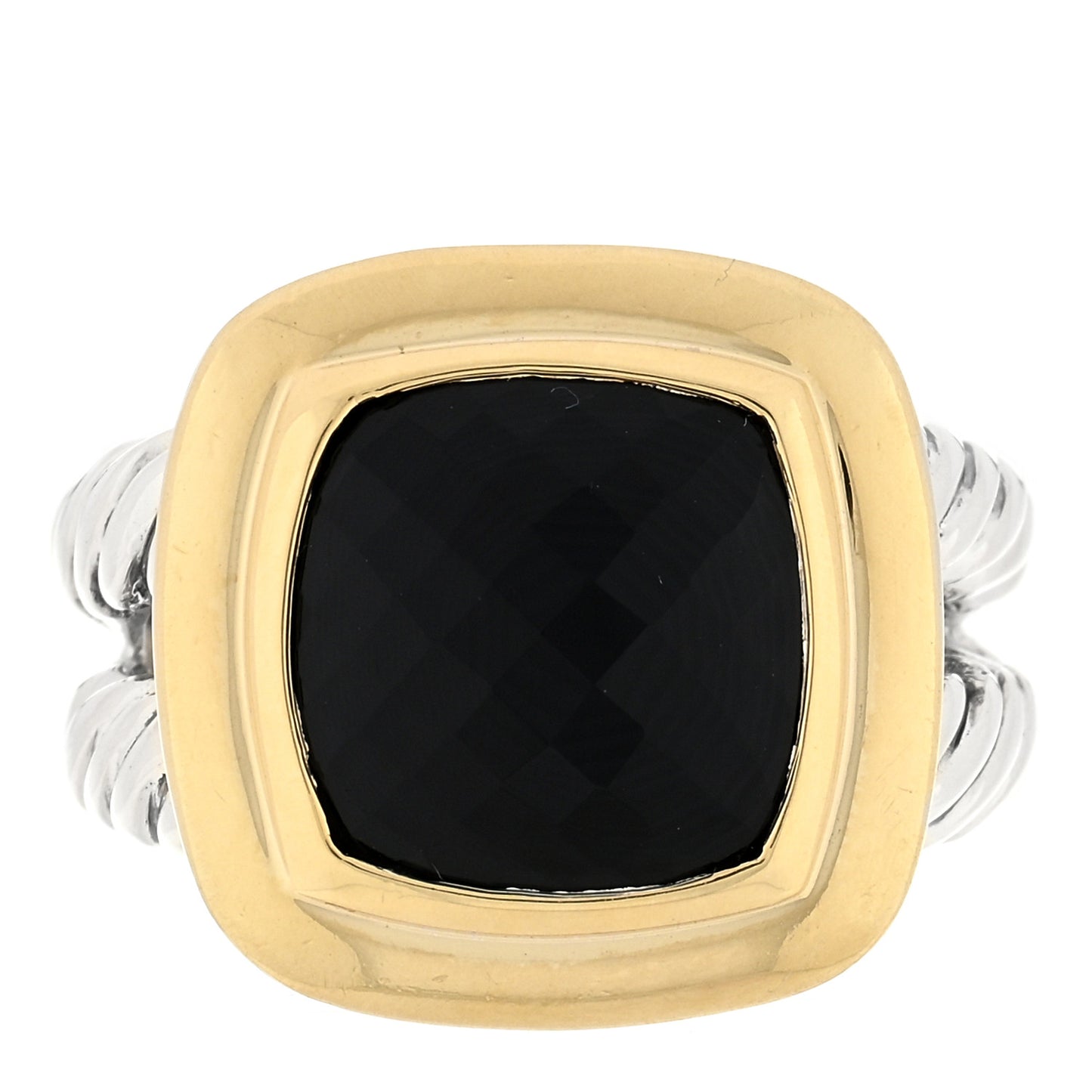 Sterling Silver 18K Yellow Gold Black Onyx 11mm Albion Ring 52 6