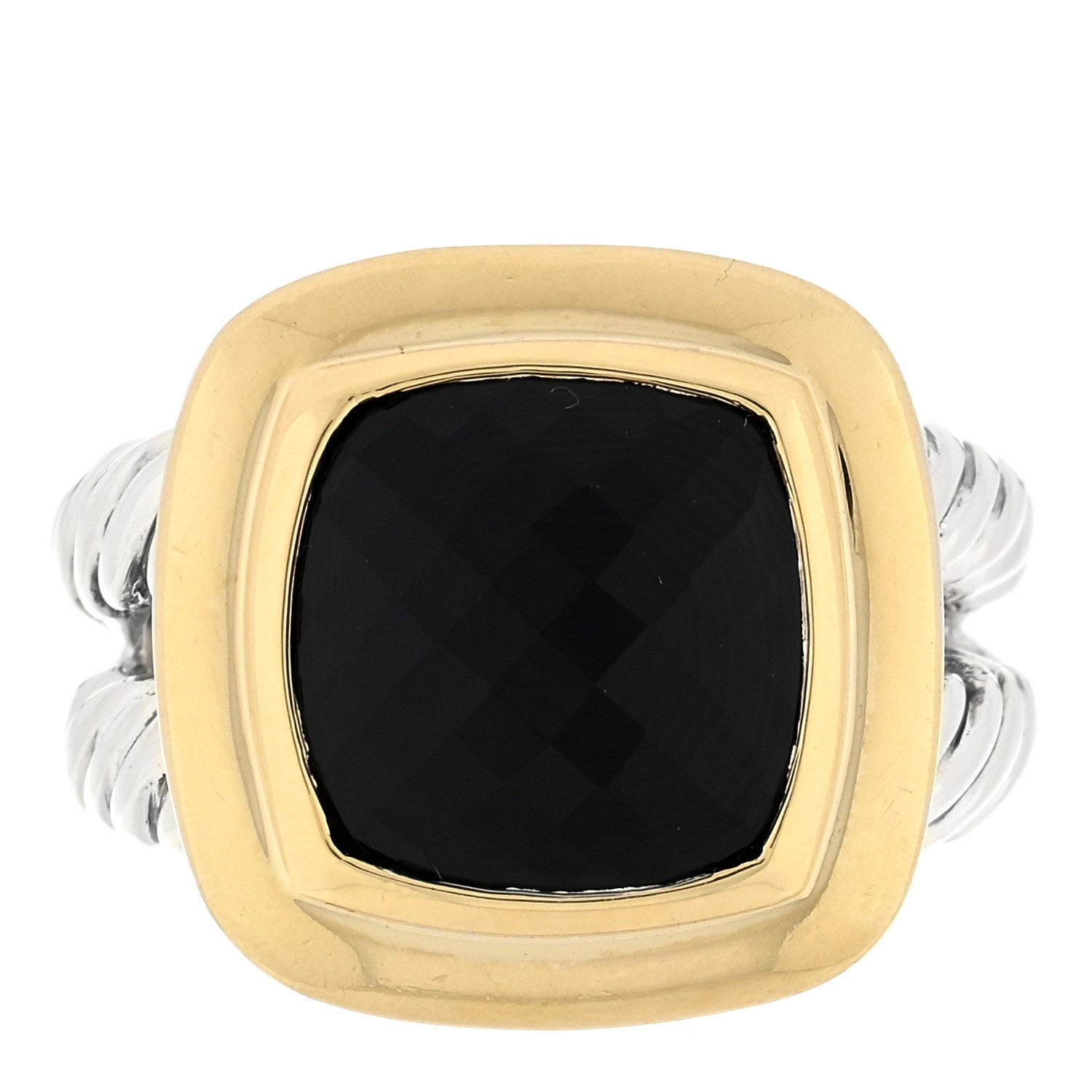 David Yurman Sterling Silver 18K Yellow Gold Black Onyx 11mm Albion Ring 52 6 1 of 4