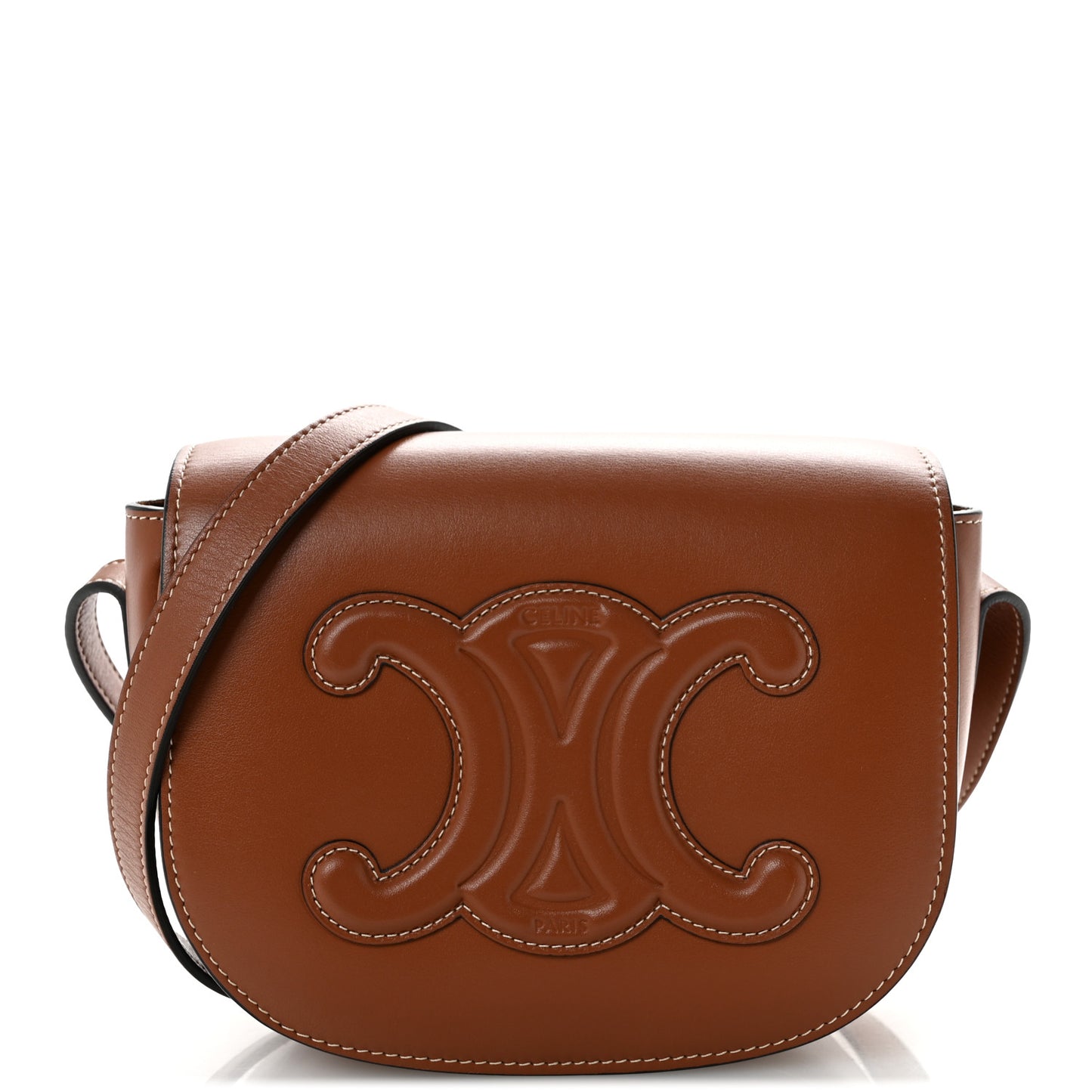 Smooth Calfskin Cuir Triomphe Folco Crossbody Bag Tan
