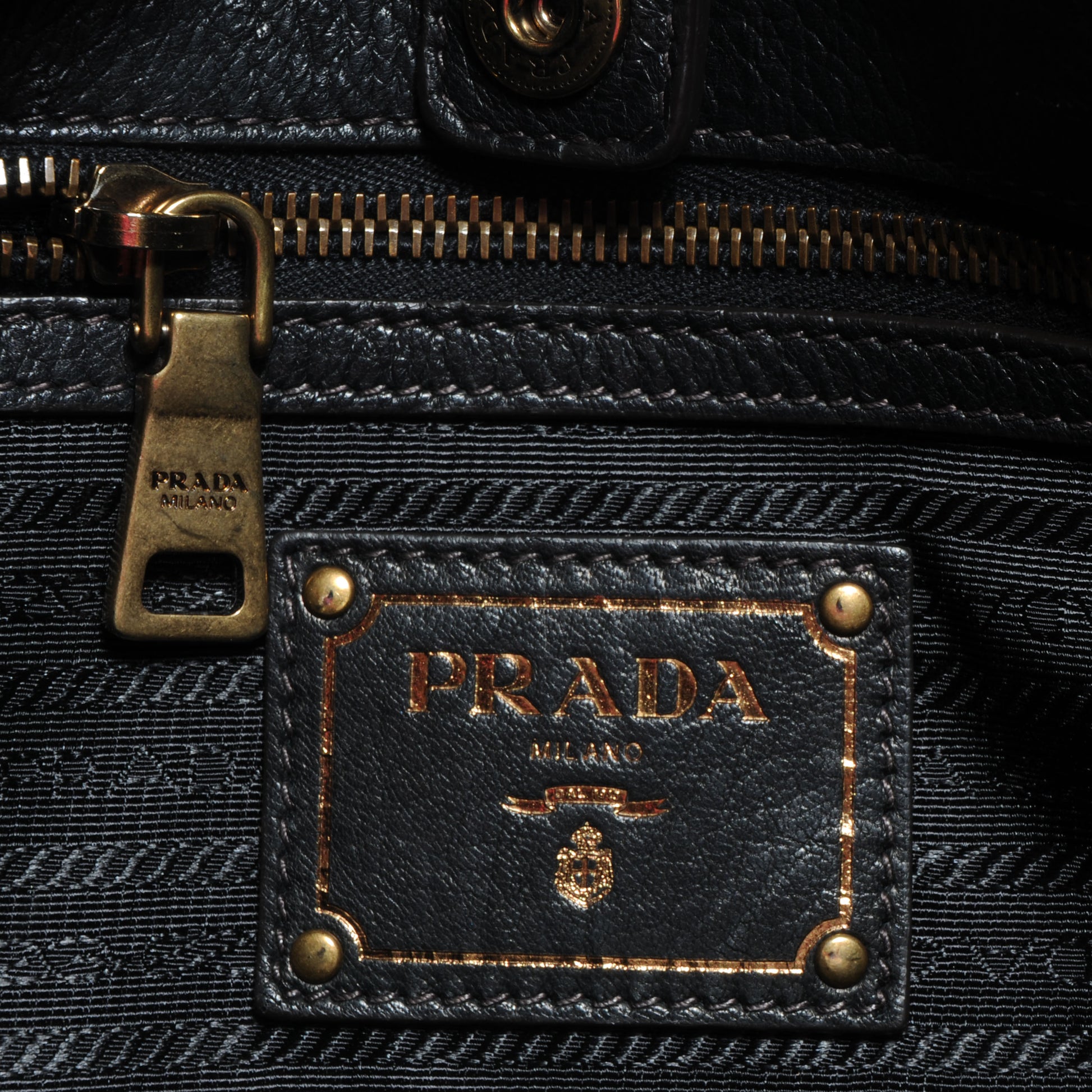 Prada Deerskin Zipper Detail Tote Black 9 of 13