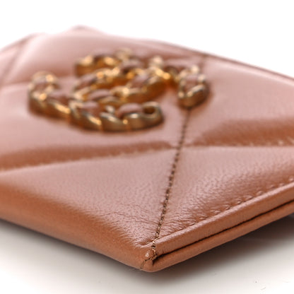 Chanel Lambskin Quilted Chanel 19 Card Holder Brown 11 of 11
