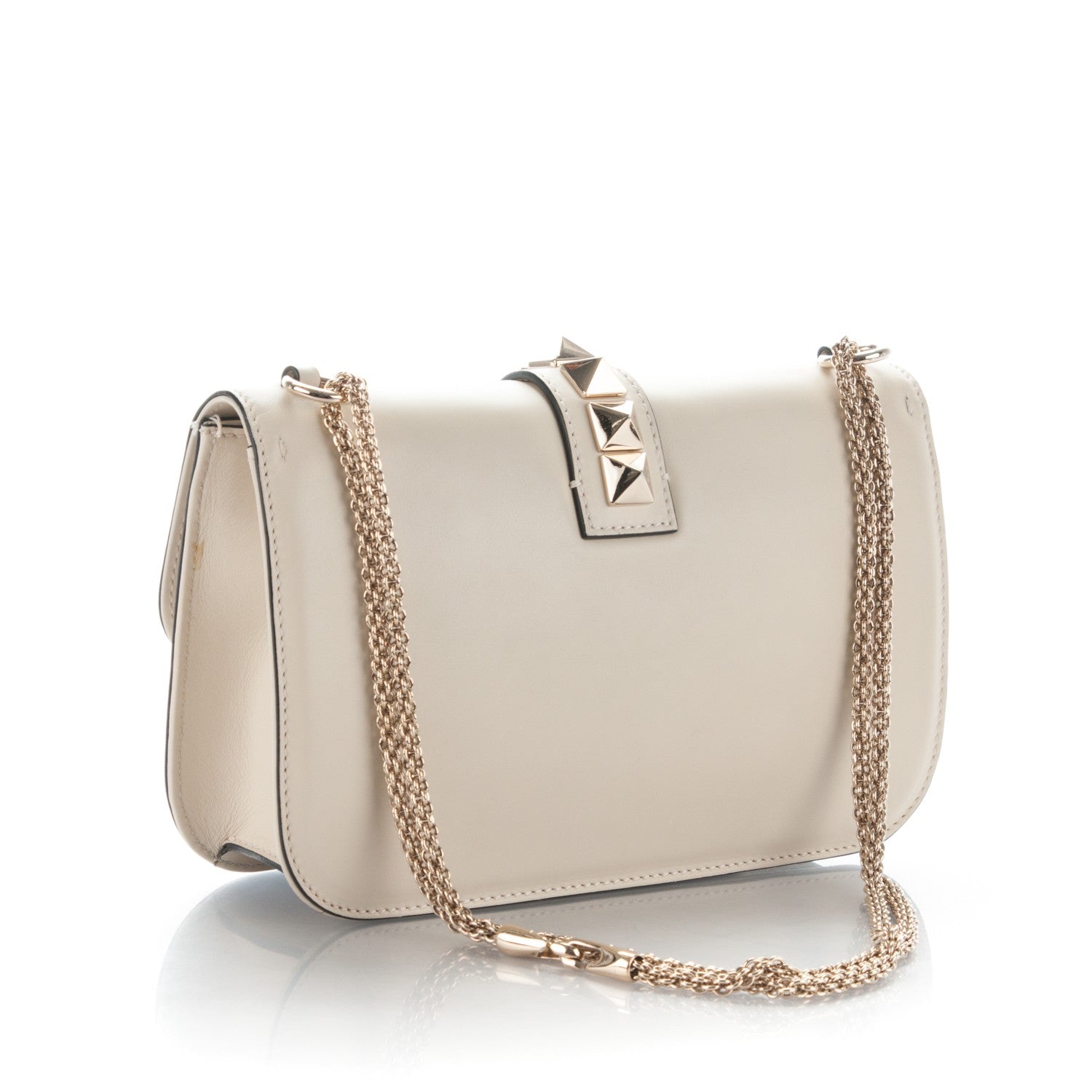 Valentino Garavani Vitello Medium Glam Lock Rockstud Flap Light Ivory 3 of 8
