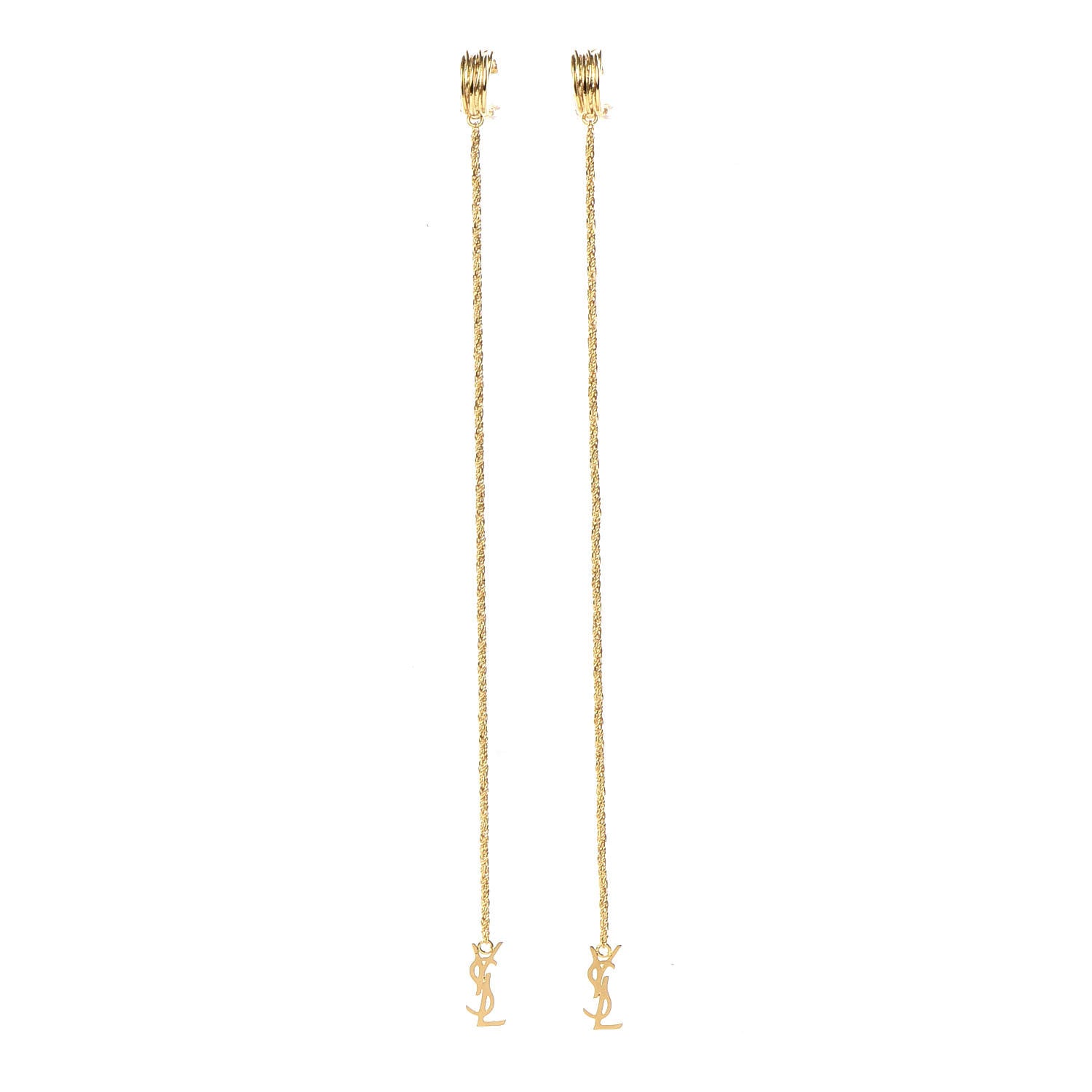Saint Laurent Metal Opyum Clip On Drop Earrings Gold 1 of 5