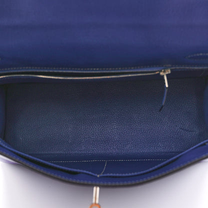Hermes Epsom Candy Kelly Retourne 32 Bleu Electrique Mykonos 5 of 13