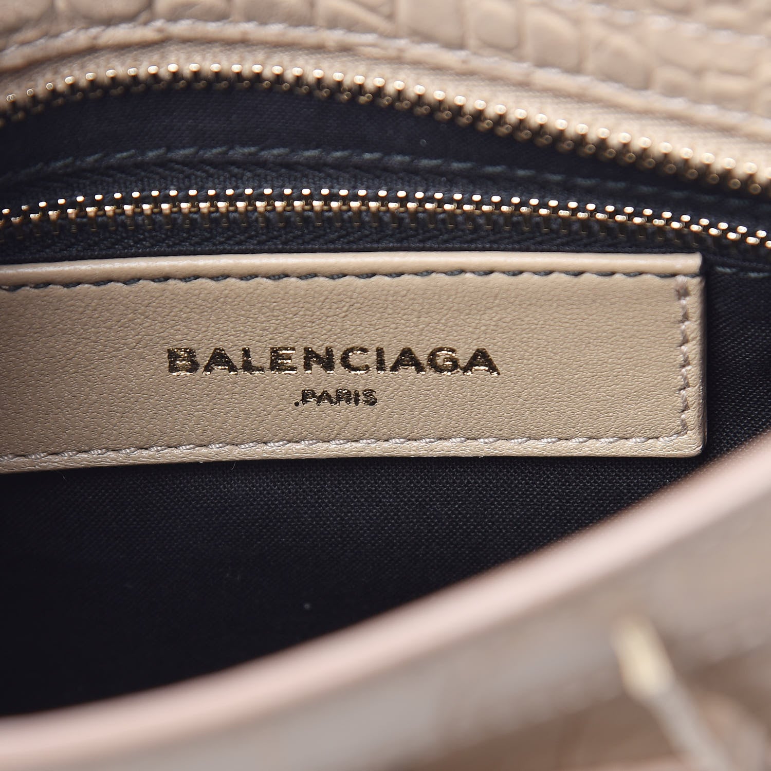 Balenciaga Calfskin Crocodile Embossed Classic Gold Hardware Mini City Beige Latte 8 of 10