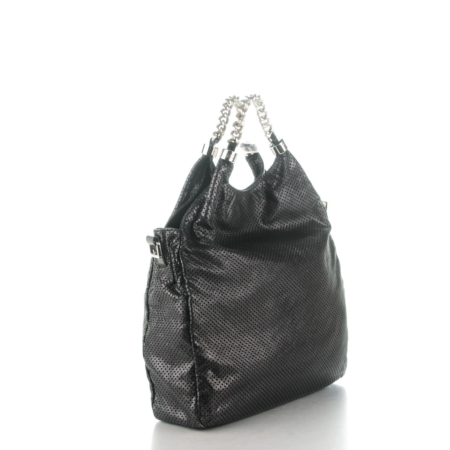 Chanel Glazed Calfskin Perforated Medium Rodeo Drive Tote Black 3 of 7