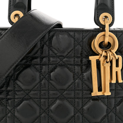 Christian Dior Crinkled Patent Cannage Small Lucky Badges My Lady Dior Black 8 of 13