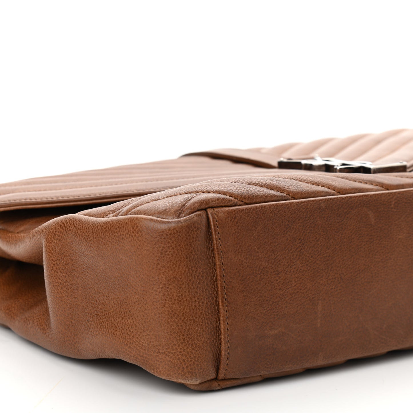 Calfskin Matelasse Chevron Monogram Large College Bag Cognac