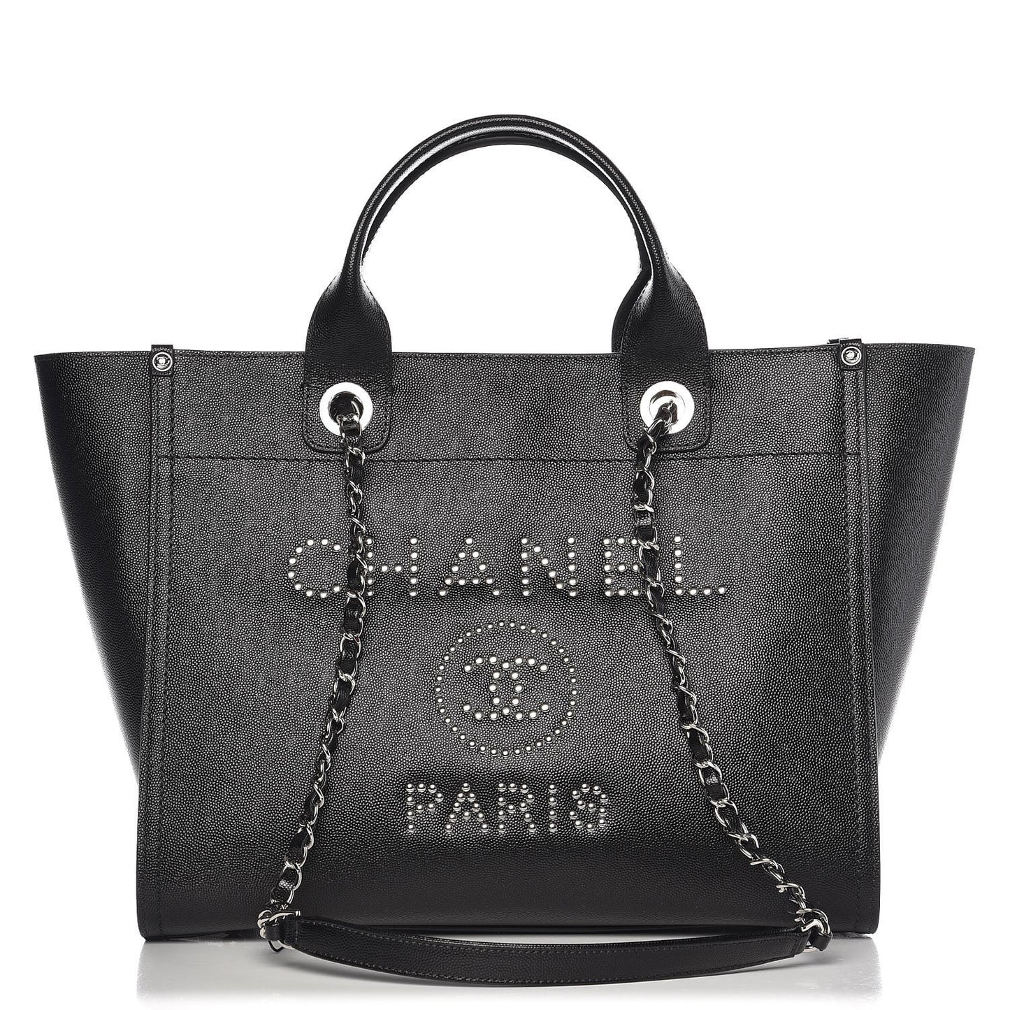 Caviar Small Studded Deauville Tote Black